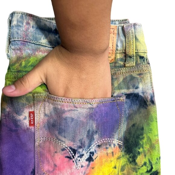 Levis 594 Tie Dye Straight Leg Jeans Funky Festival Indie Artsy Dopamine 28x33 - Picture 6 of 16